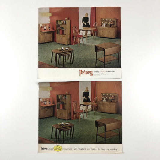 2 x Priory Waxed Amber furniture brochures & price lists | 1963 and 1964