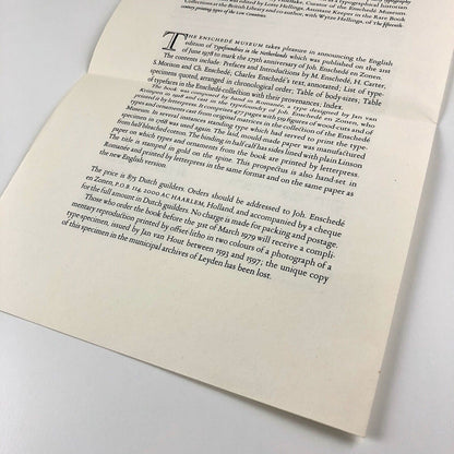 Typefoundries in the Netherlands | Charles Enschedé | Prospectus leaflet, 1978