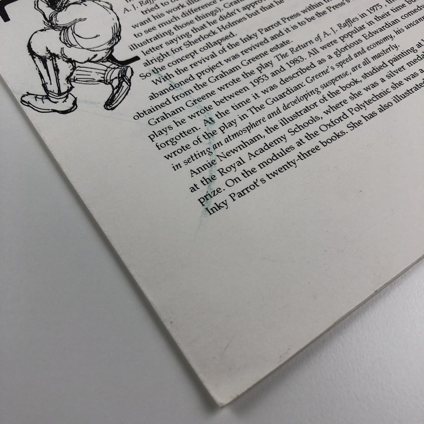 Prospectus – The Return of AJ Raffles | Graham Green | Inky Parrot Press | Annie Newnham