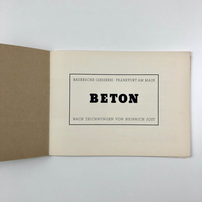 Beton type specimen brochure | Bauersche (Bauer) Giesserei, Frankfurt Am Main