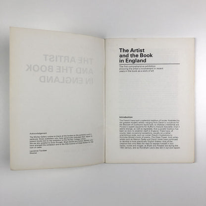 The artist and the book in England Morley Gallery, Morley College 1971