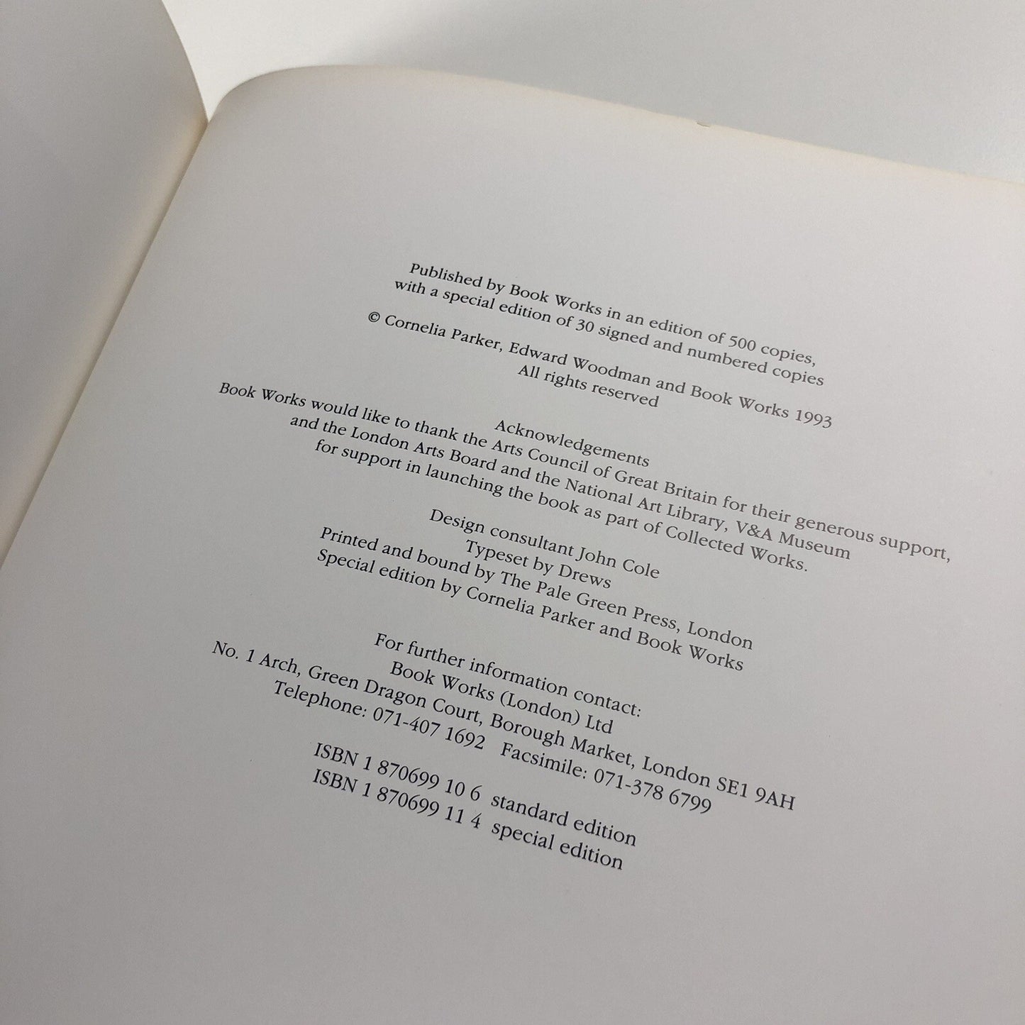 Cornelia Parker: A catalogue of disasters | Edward Woodman, Book Works 1993