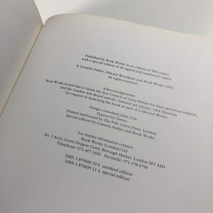 Cornelia Parker: A catalogue of disasters | Edward Woodman, Book Works 1993