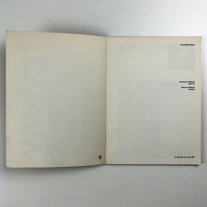 Hermann Plattner Malerei. Werner Witschi Plastik Kunsthalle Bern, 1967