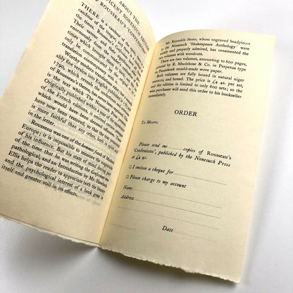 Prospectus for Rousseau’s Confessions | Nonesuch Press, 1938