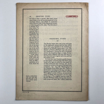 Linotype Caslon Old Face Series specimen booklet | Linotype & Machinery, 1930