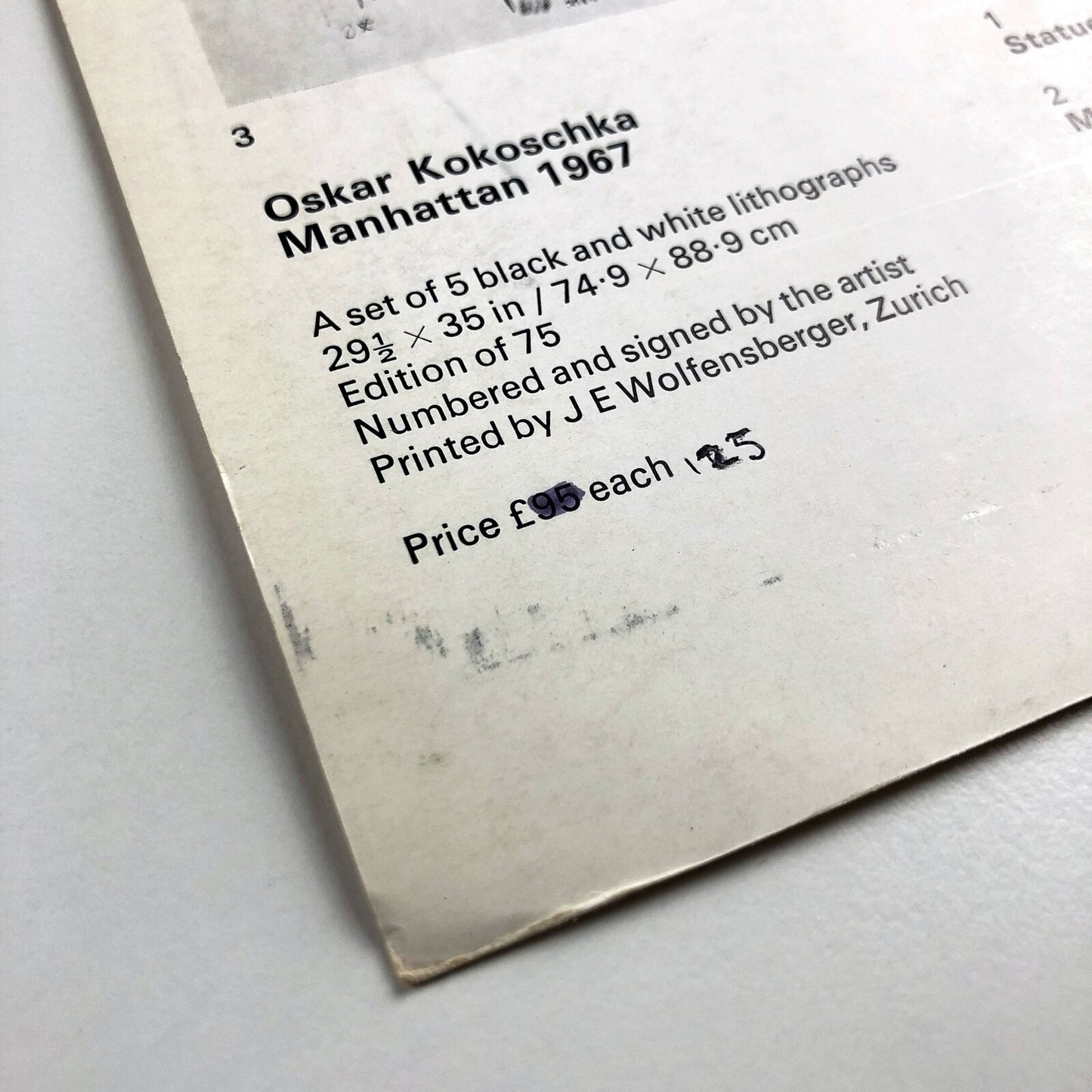 Oskar Kokoschka – Manhattan | Marlborough New London exhibition card, 1967