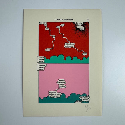 A Humument page 77 'dear Eve ' by Tom Phillips | The Tetrad Press, 1970