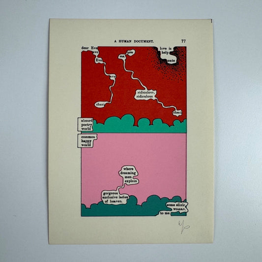 A Humument page 77 'dear Eve ' by Tom Phillips | The Tetrad Press, 1970