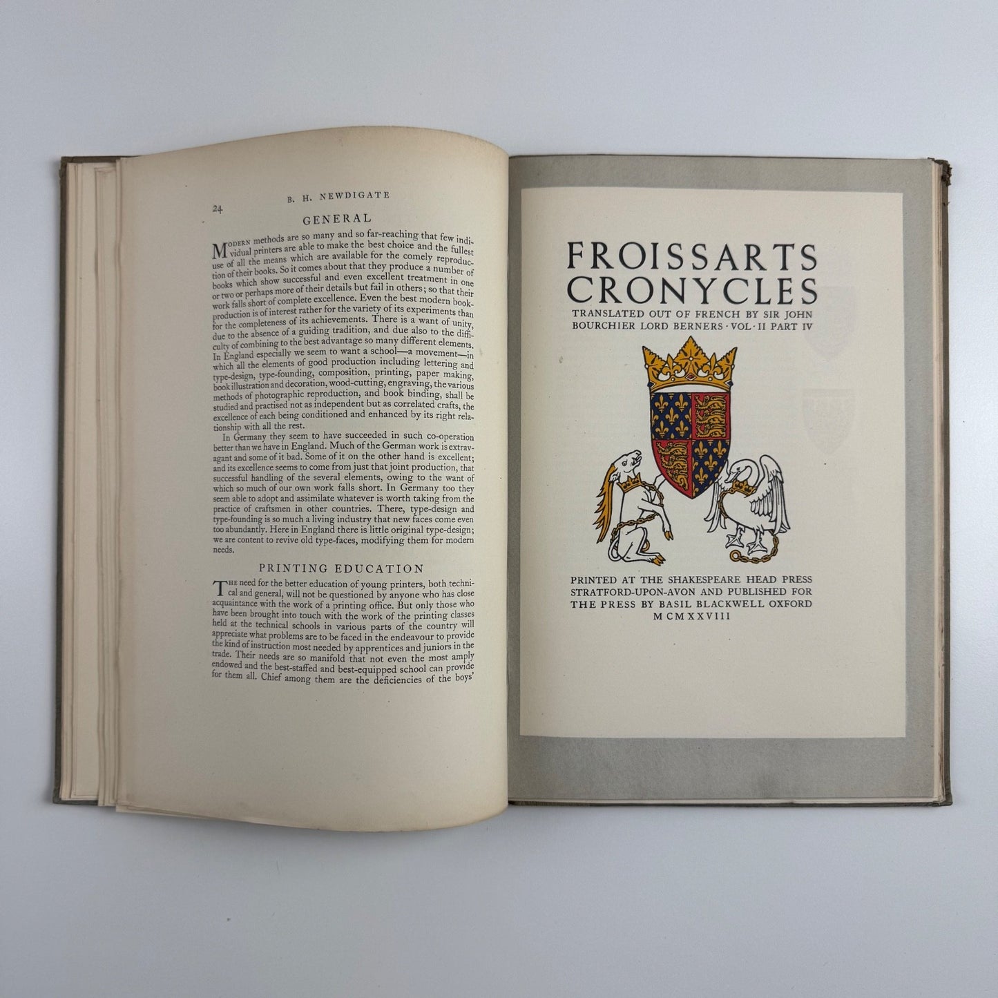 B.H. Newdigate. Scholar Printer by Joseph Thorp | Basil Blackwell, 1950