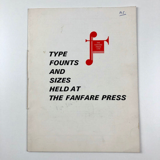 Type founts and sizes held at The Fanfare Press | Type specimen leaflet