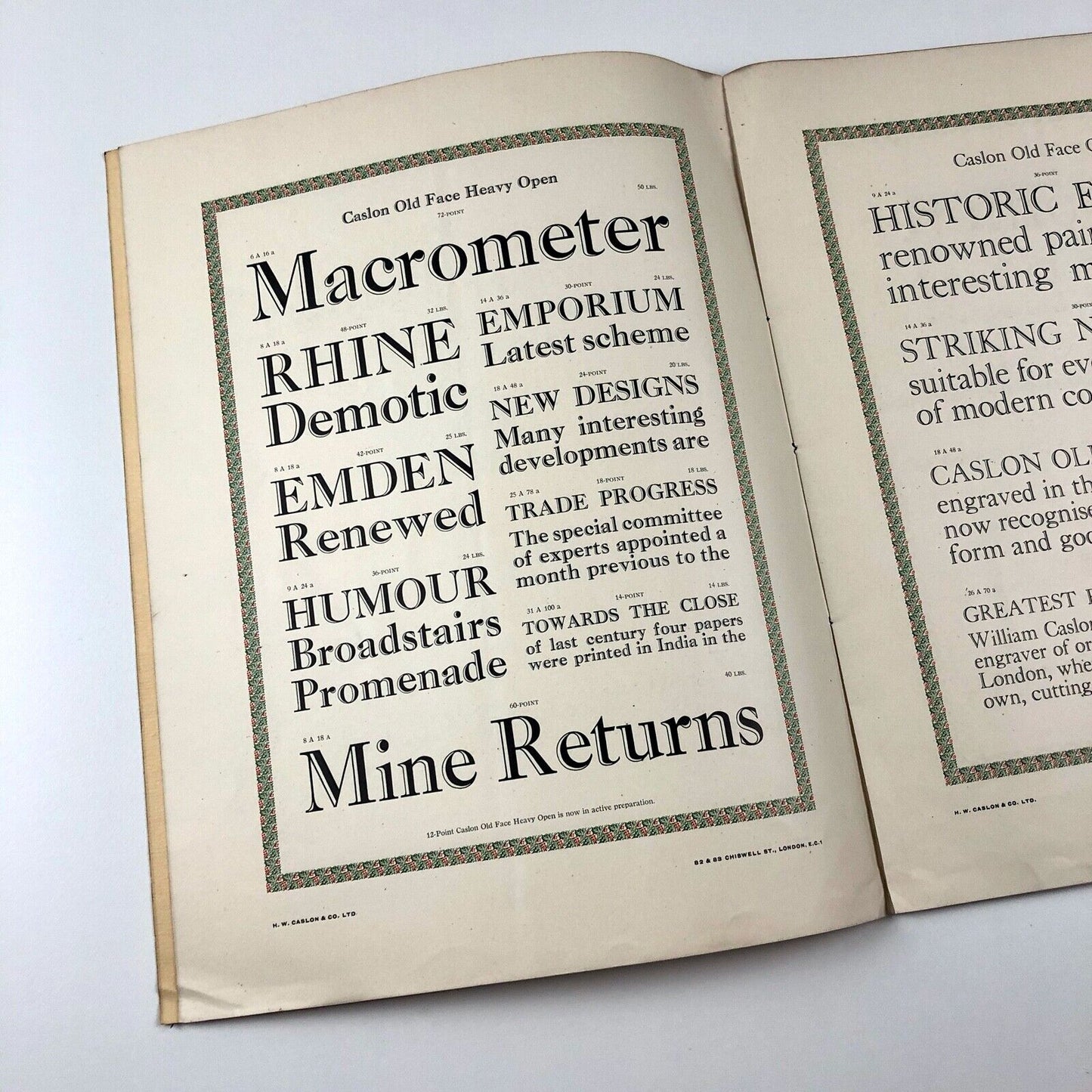 Christmas and New Year 1927-1928 Selected Types and Borders | H.W. Caslon & Co Ltd type specimen brochure