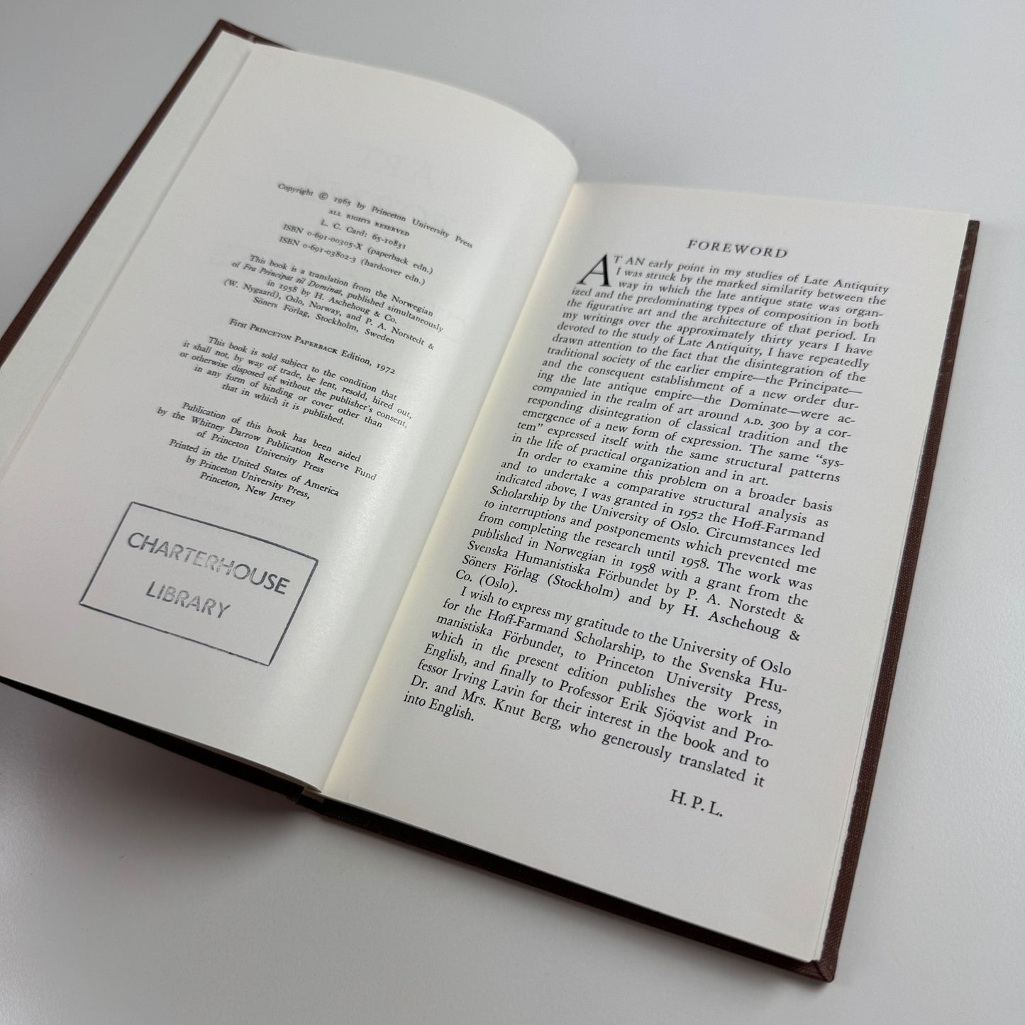 Art Forms and Civic Life in the Late Roman Empire H.P. L’Orange Princeton 1972