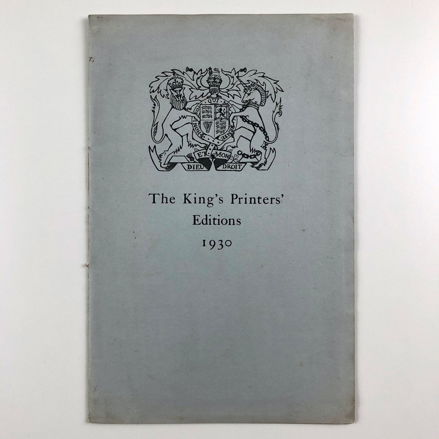The first prospectus of The King’s Printers’ Editions 1930 Eyre & Spottiswoode