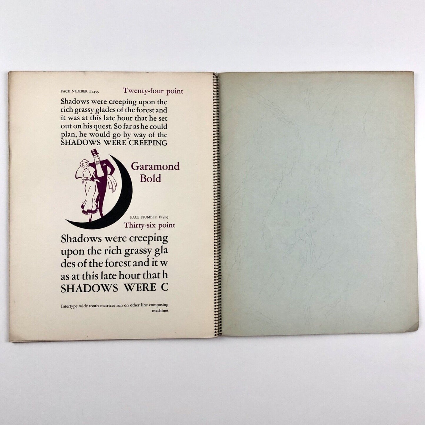 Intertype Garamond | Wire-bound type specimen brochure | Undated