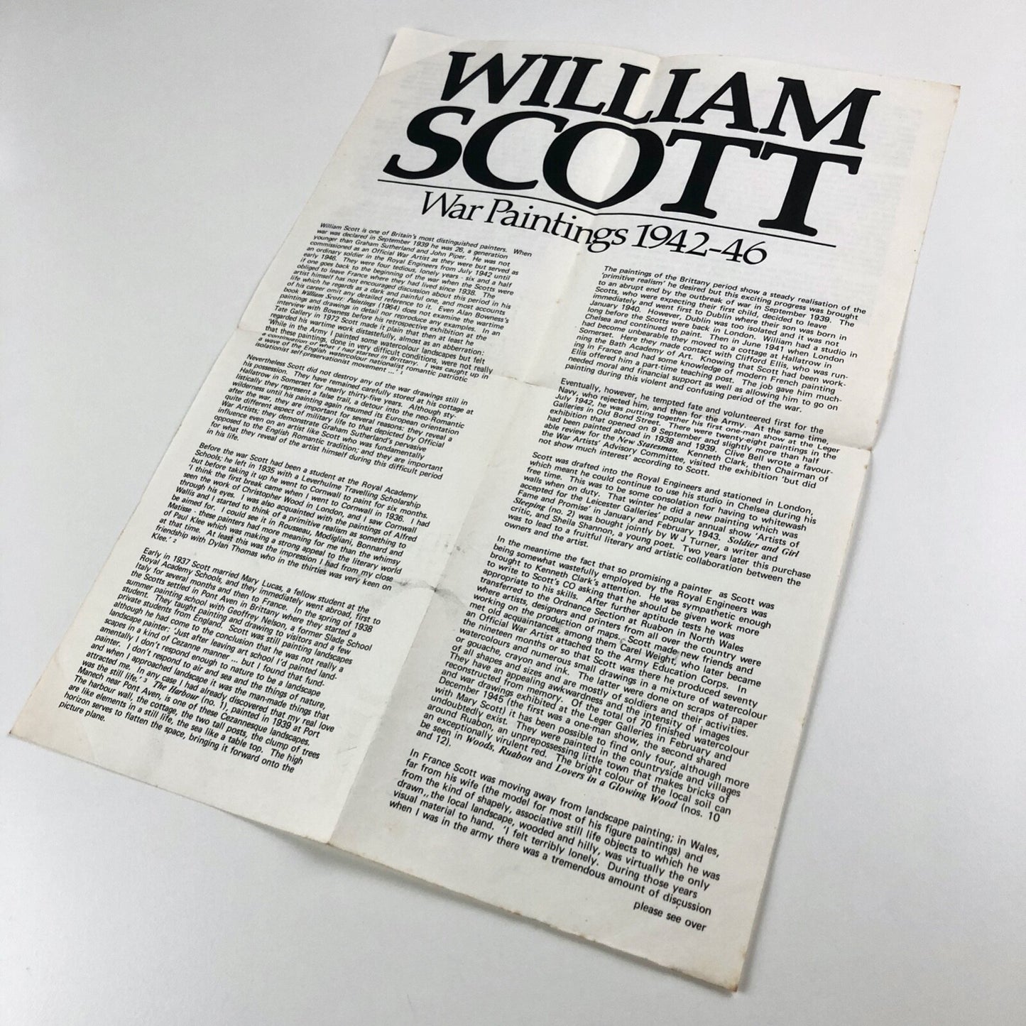William Scott – War Paintings 1942-46 | Fold-out guide | Imperial War Museum, 1981