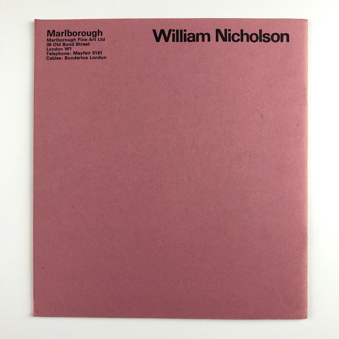Sir William Nicholson 1872–1949 | Marlborough exhibition catalogue, March 1967