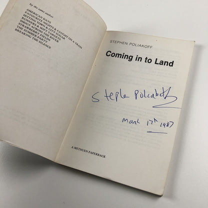 Coming in to Land by Stephen Poliakoff | Methuen, 1986 signed