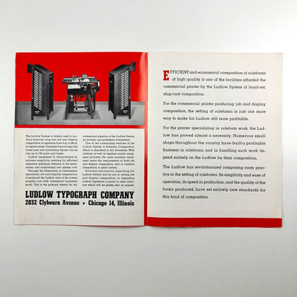 Ruleform Composition the Economical Ludlow Way | Fold-out promotional poster