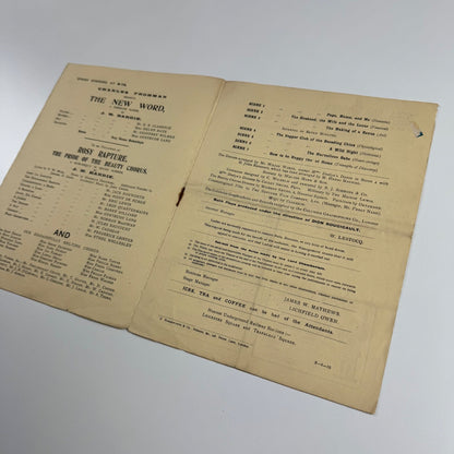 Programme - The New Word by J.M. Barrie | Duke of York's Theatre, London, c1915