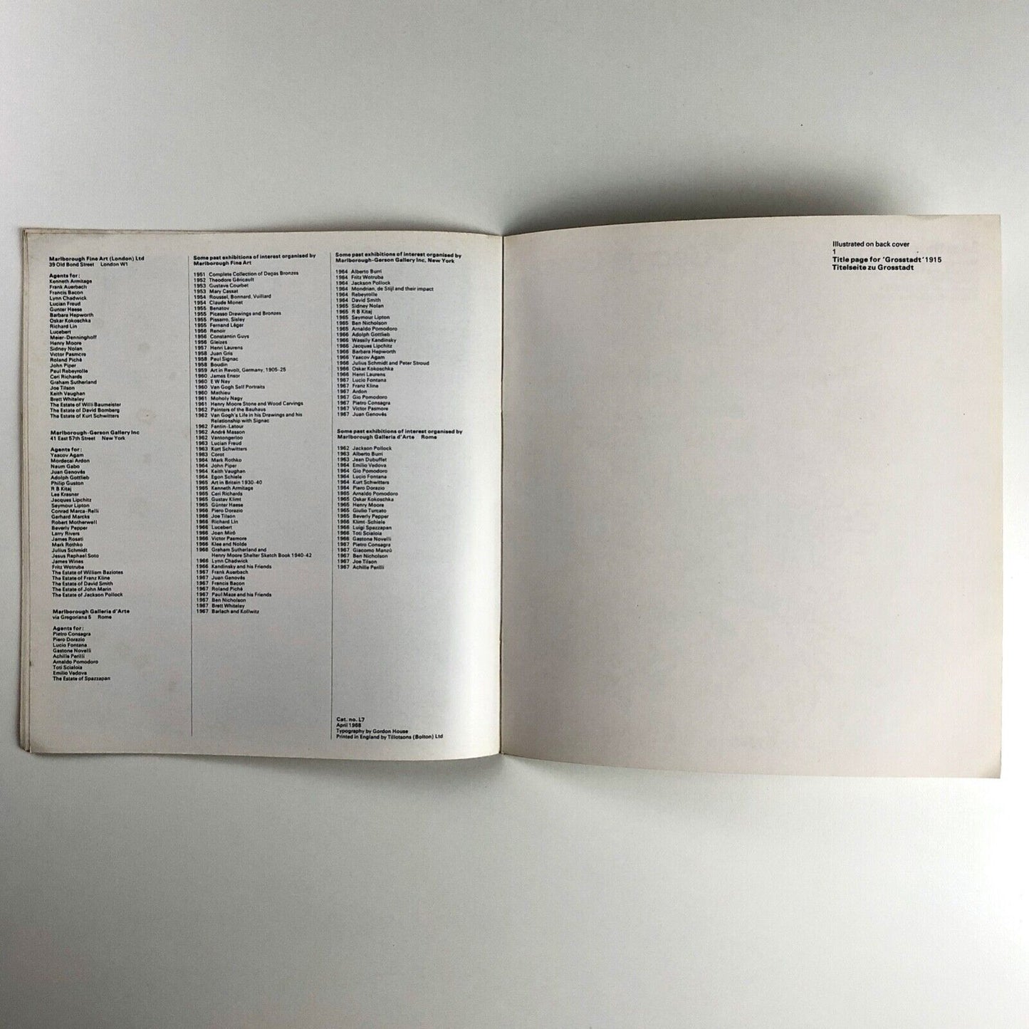 George Grosz | Marlborough exhibition catalogue, April 1968 | Design by Gordon House
