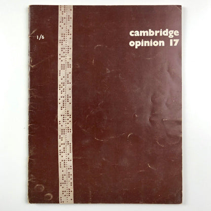 Cambridge Opinion magazine | No. 17 Living with the 60s | edited by Robert Freeman