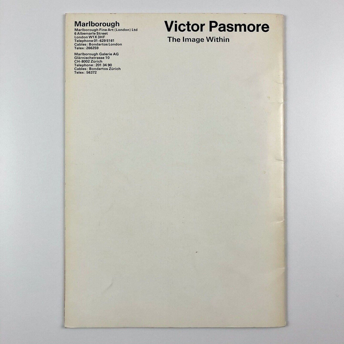 Victor Pasmore. The Image Within. Recent Works 1974-77 | Marlborough, 1977 | catalogue design by Gordon House