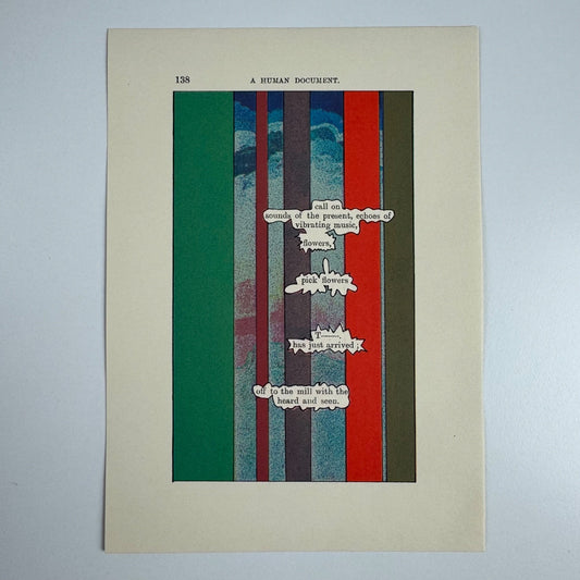 A Humument page 138 'call on sounds' by Tom Phillips Tetrad Press, 1970