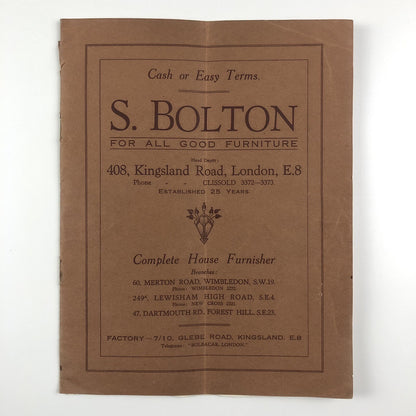 S. Bolton | Bolton’s furniture 408 Kingsland Road, London brochure, undated
