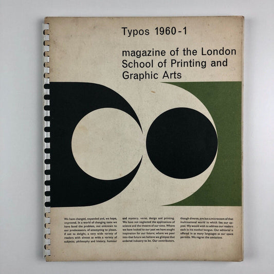 Typos 1960-1 magazine of the London School of Printing and Graphic Arts ed. C.C. Ammonds