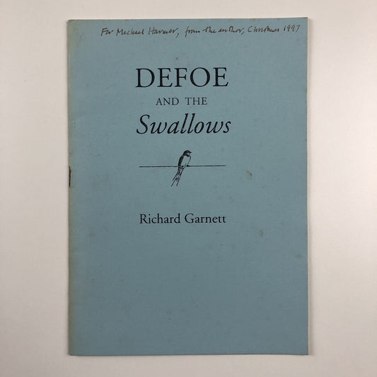 Defoe and the Swallows, by Richard Garnett | Privately printed, 1997