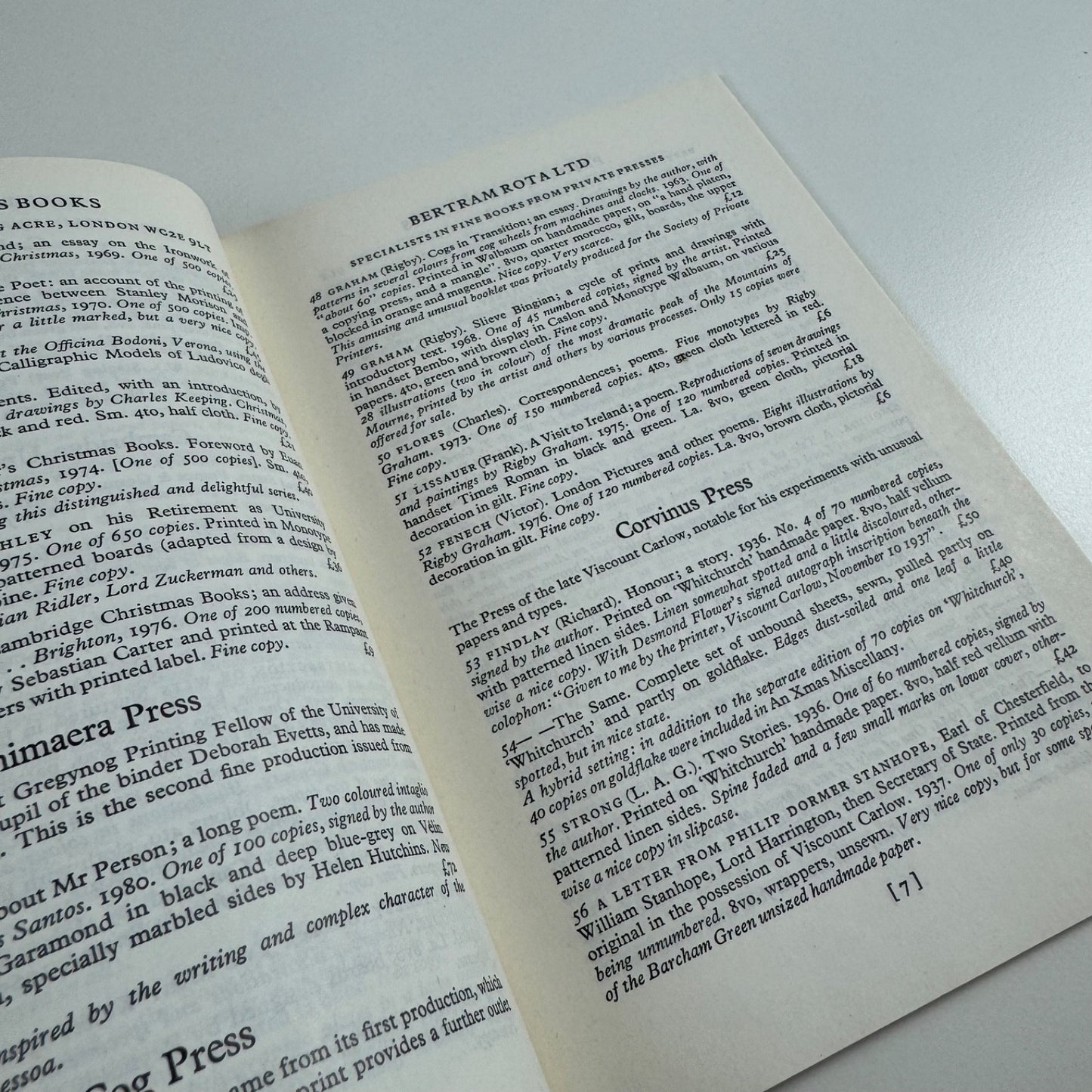 Private Press Books and Fine Printing. Bertram Rota cat. no. 224. Winter 1980