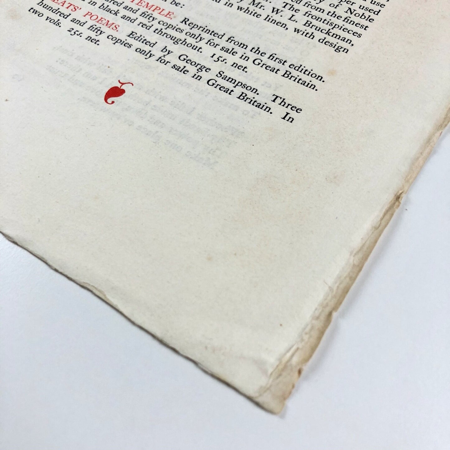 Prospectus leaflet – The Chiswick Quartos | Herbert’s Temple & Keat’s Poems | George Bell, 1904