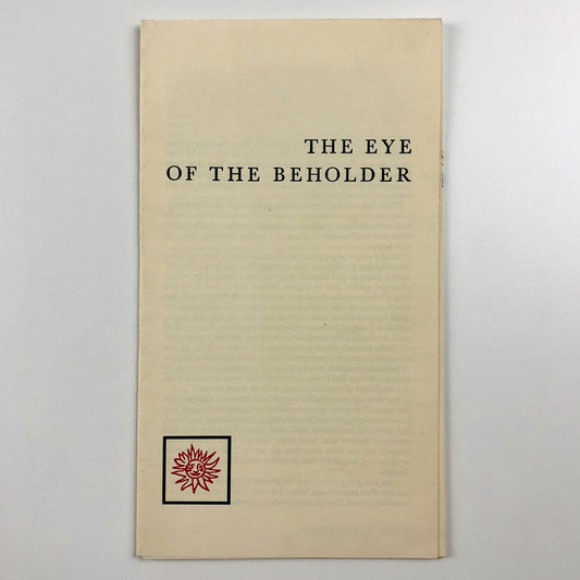 The Eye of the Beholder by Walter Partridge Wynkyne de Worde 1970 | Folded leaflet