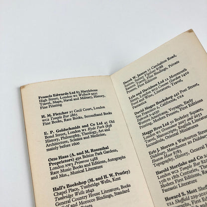 The Fifth Antiquarian Book Fair held at The National Book League 19-23 June 1962 | Handlist of Exhibitors