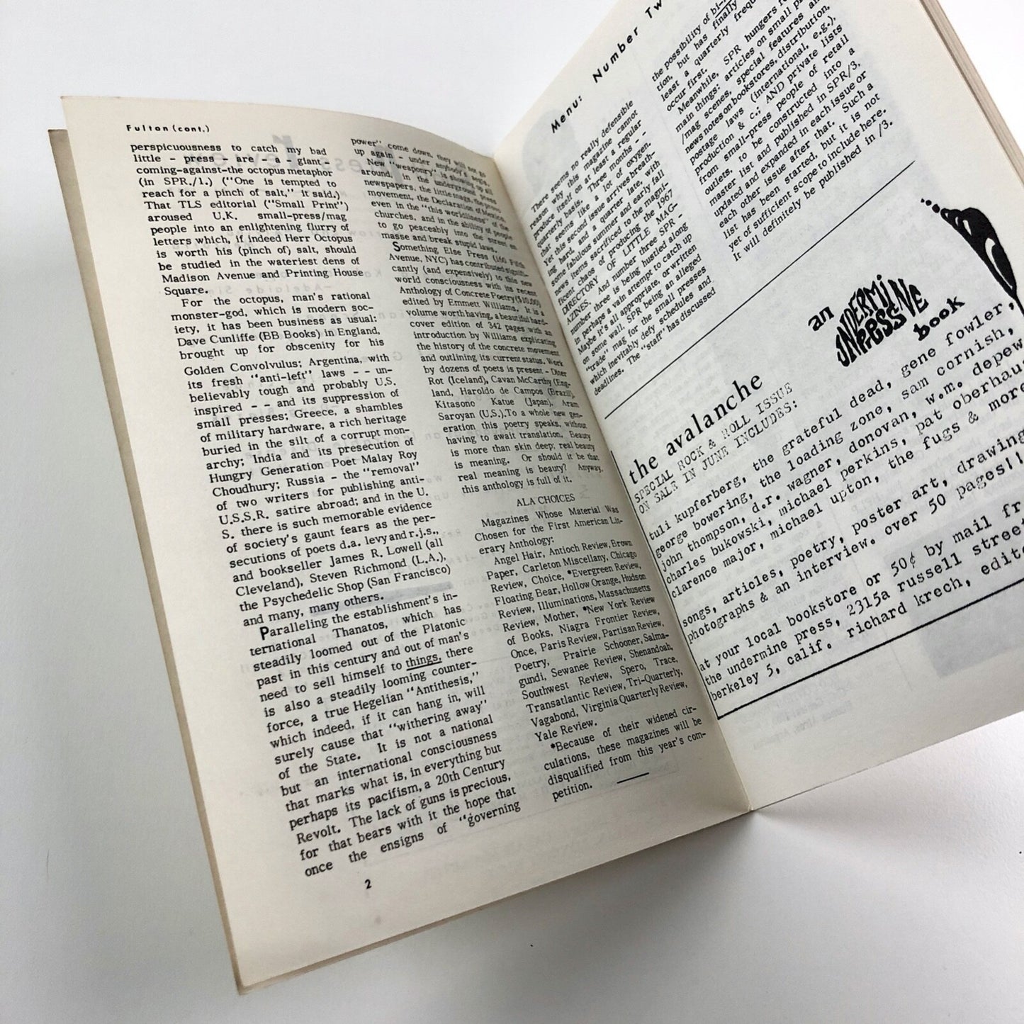 Small Press Review magazine – Vol. 1. No. 2 Fall, 1967