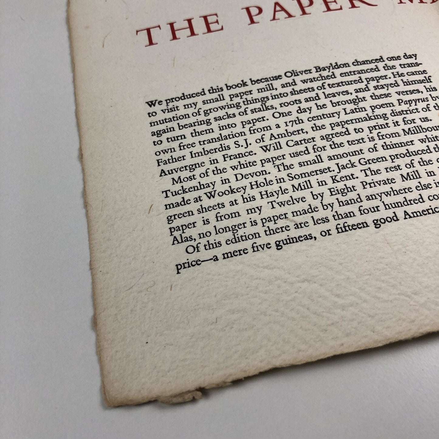 Prospectus – ‘The Paper Makers Craft’ | Will Carter | Twelve by Eight Press 1965