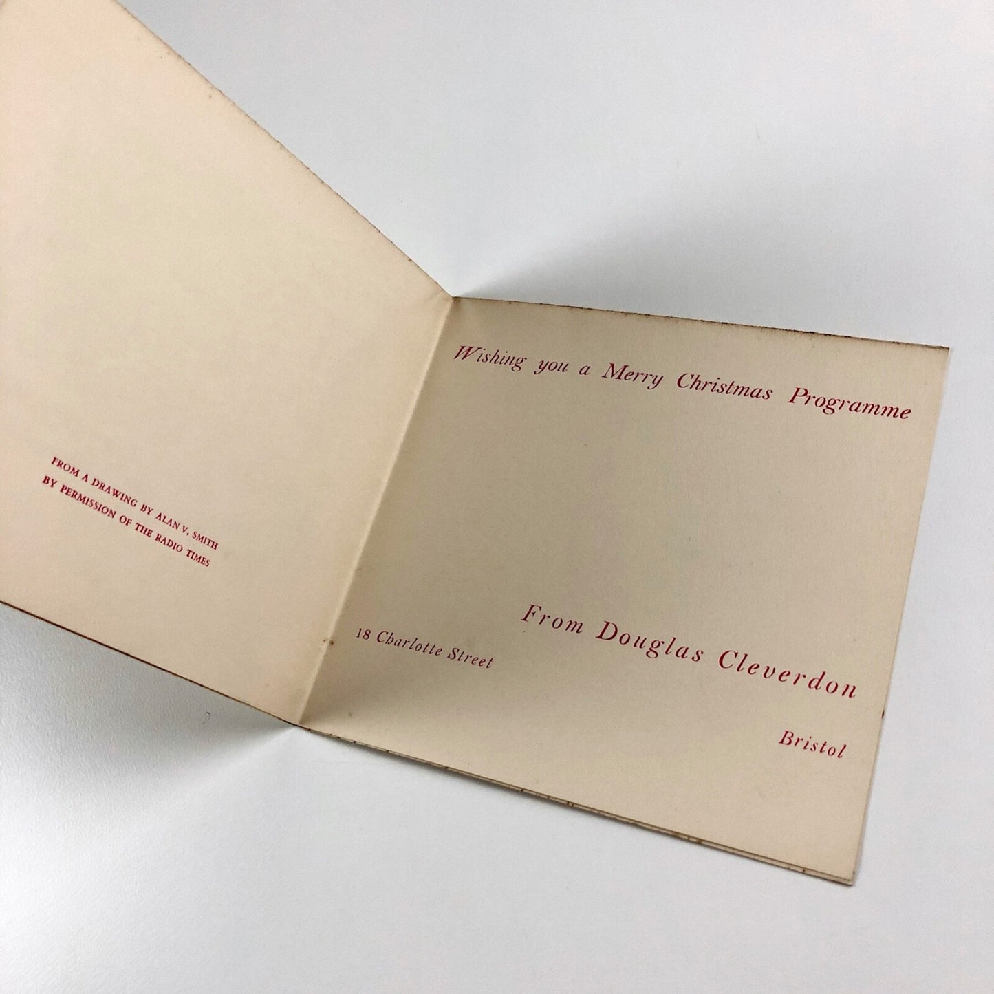 Christmas card ‘Temple to Redcliffe’ from Douglas Cleverdon 21 December 1938 | Alan V. Smith | Radio Times