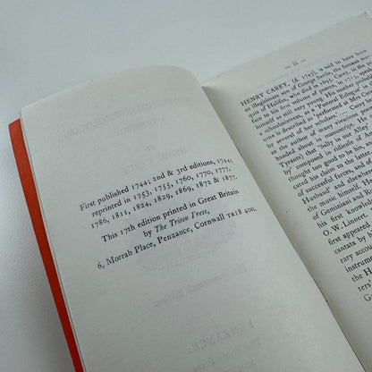 Chrononhotonthologos by Henry Carey 17th edn The Triton Press Penzance 1982