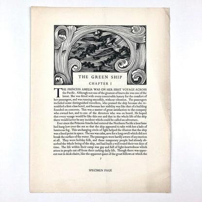 The Green Ship specimen page | Golden Cockerel Press | Eric Gill | Patrick Miller