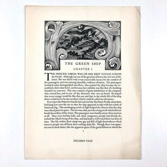 The Green Ship specimen page | Golden Cockerel Press | Eric Gill | Patrick Miller