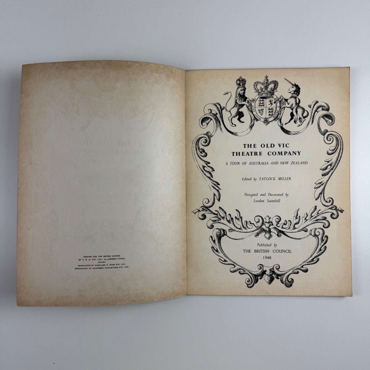 The Old Vic Theatre Company. Tour of Australia New Zealand edited by Tatlock Miller | British Council 1948