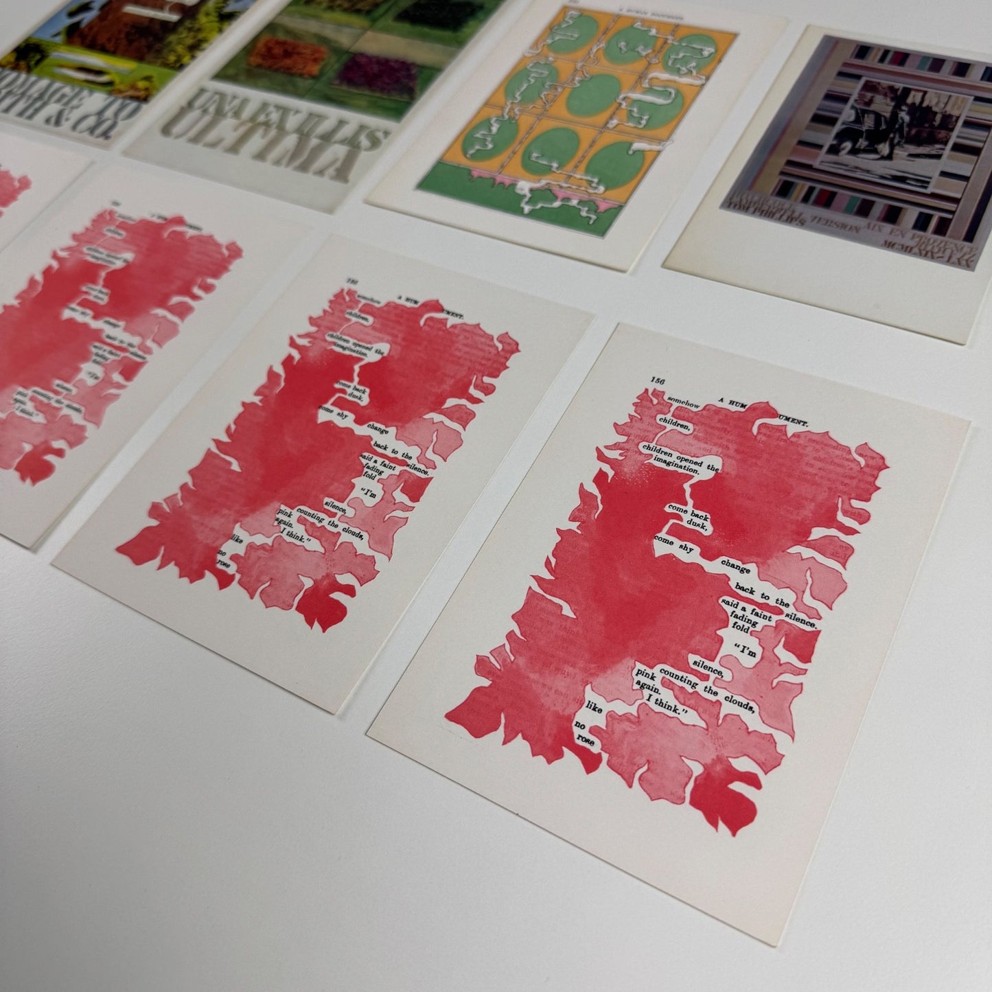 Five postcards relating to Tom Phillips including relating to A Humument