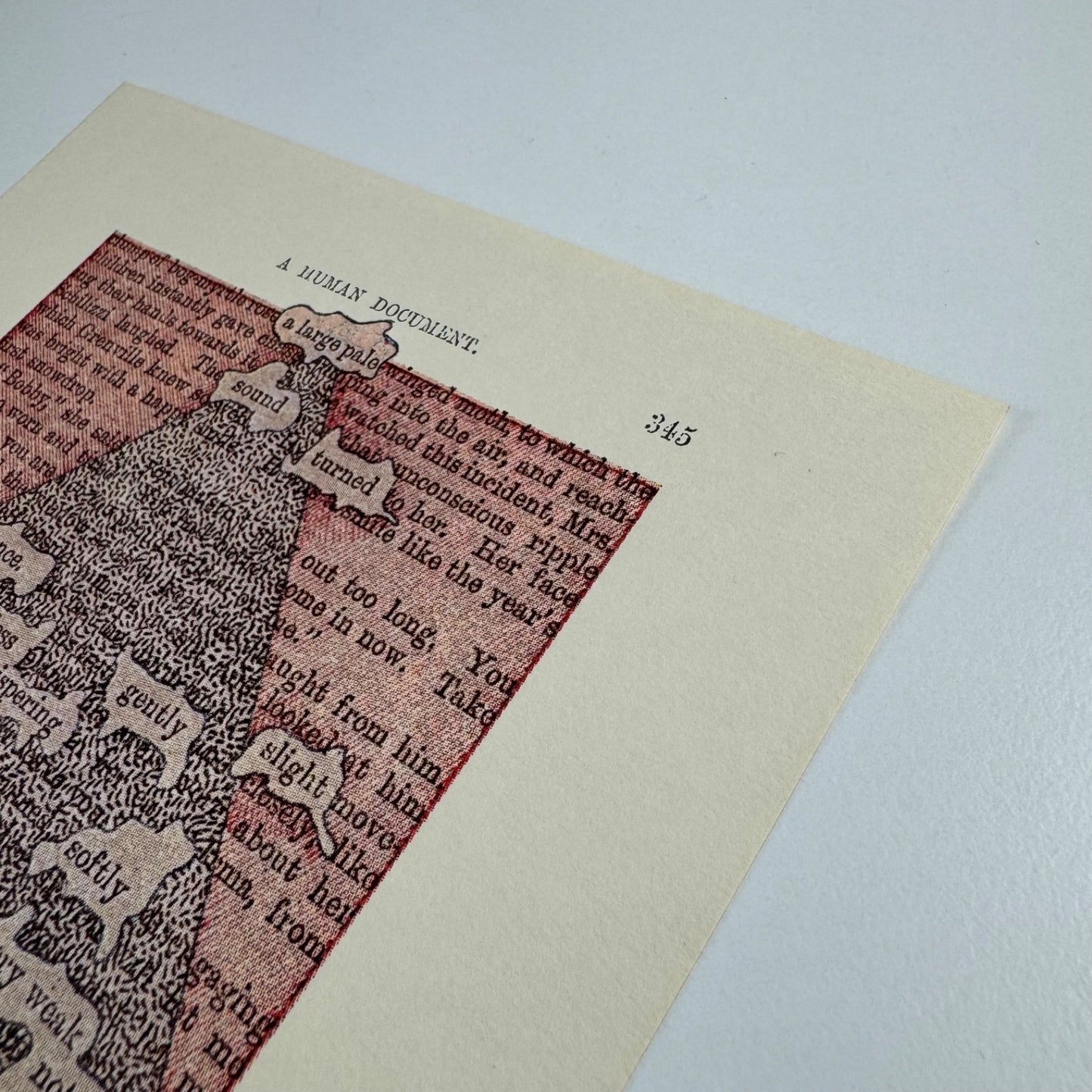 A Humument page 345 'a large pale sound' by Tom Phillips | The Tetrad Press, 1970