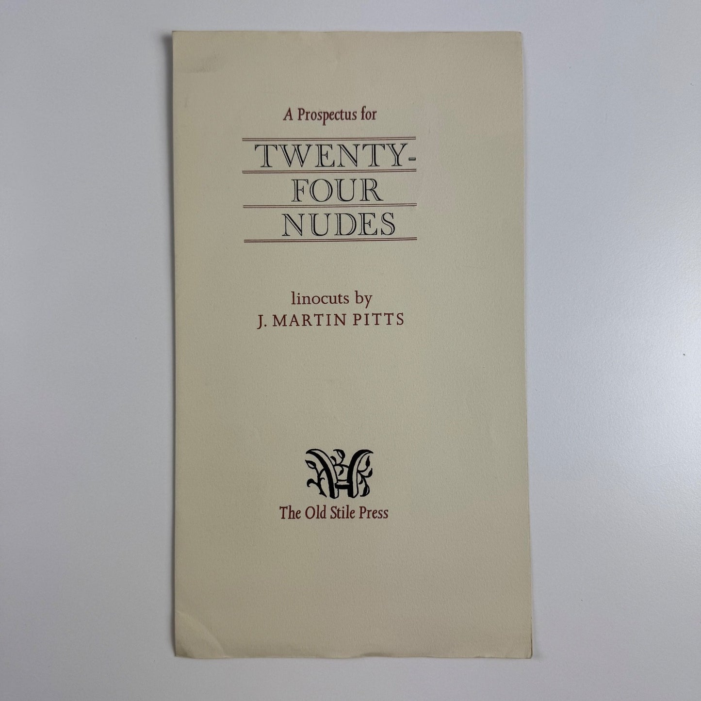 Prospectus for Twenty-four nudes. Linocuts by J. Martin Pitts | The Old Stile Press, 1985