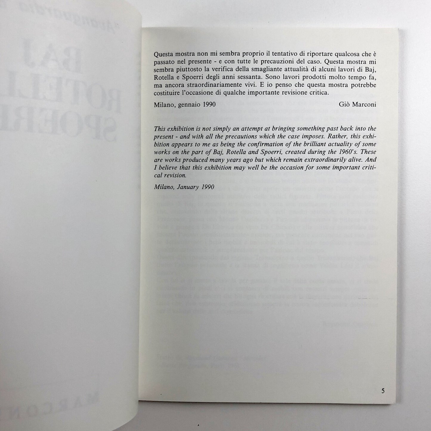 Avanguardia '60 Baj, Rotella, Spoerri | Introduction by Gio Marconi 1990