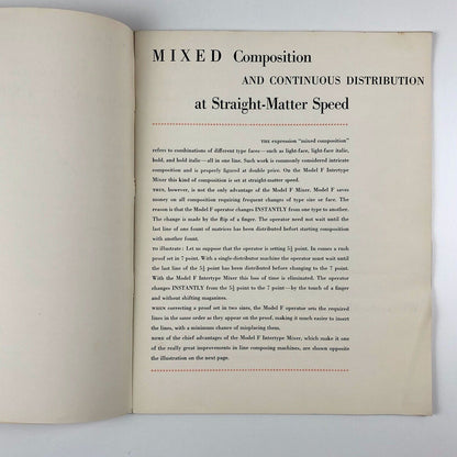 The New Model F Intertype Mixer | Trade booklet, Intertype Limited, 1934