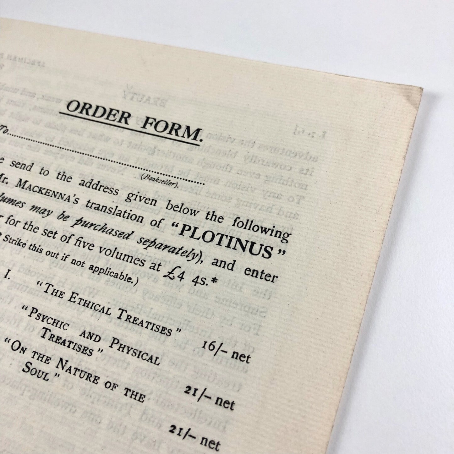 Prospectus for Plotinus trans Stephen Mackenna Medici Society 1924