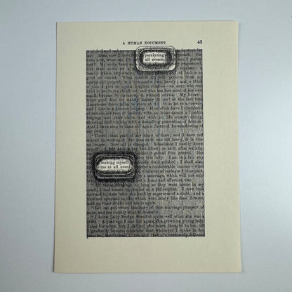 A Humument page 43 'paralyzing all events,' by Tom Phillips | The Tetrad Press, 1970