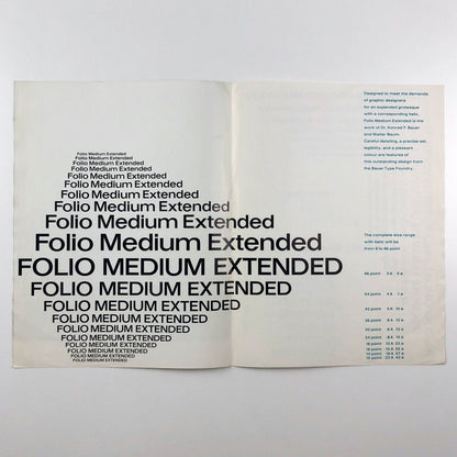 Folio Medium Extended Bauer Type Foundry designed by Dr Konrad F. Bauer and Walter Baum | Soldans Ltd, undated
